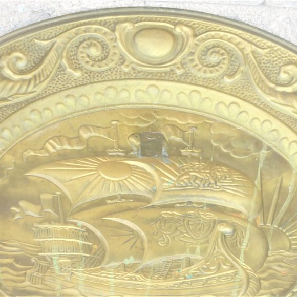 22" DETAILED Solid BRASS TRAY Round Tray Serving Tray Decorative Tray Horoscope - Picture 8 of 9
